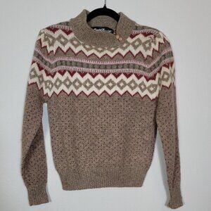 Daniel Laurent Womens 100% Shetland Wool Sweater Size S Fair Isle Scandi Nordic